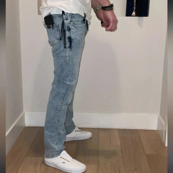 2PAIR- BUFFALO JEANS “EVAN-X” SLIM STRAIGHT STRETCH BLEACHED AND SANDED 30/30 - Picture 4 of 16